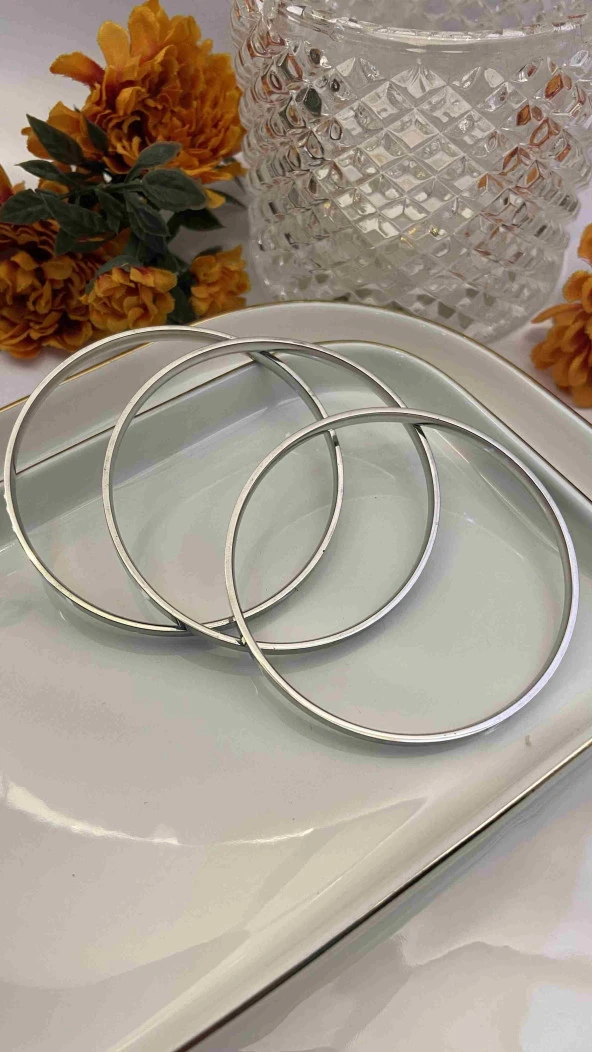 Aksesuar Çarşısı 316L Çelik Kalın Üçlü Ajda Bilezik Silver Renk ürün görseli