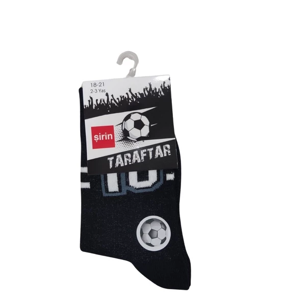 ŞİRİN SİYAH BEYAZ TARAFTAR UNISEX ÇOCUK ÇORAP - 4