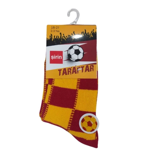 ŞİRİN SARI KIRMIZI TARAFTAR UNISEX ÇOCUK ÇORAP - 2