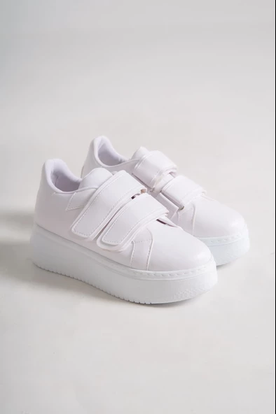 VALENCİA Bağcıksız Cırt Cırtlı Ortopedik Taban Kadın Sneaker Ayakkabı BT Beyaz - 4