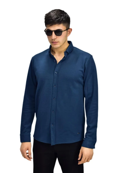 Erkek Spor Jakarlı Uzun Kol Gömlek R6530 BGL-ST03205 - Resim 6