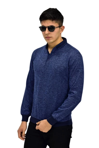 Erkek Polo Yaka Sweatshirt R2255 BGL-ST03201 - Resim 9
