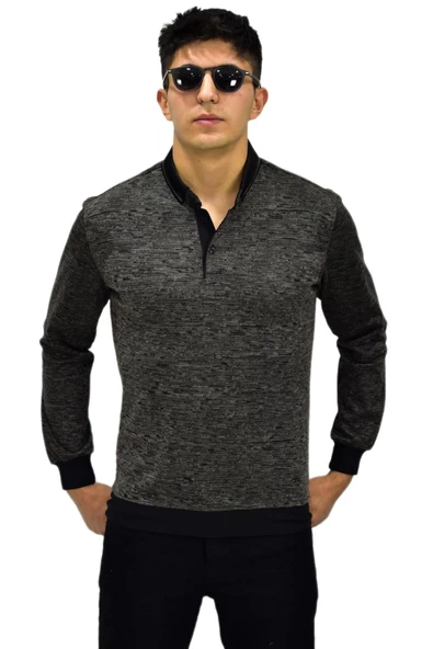 Erkek Polo Yaka Sweatshirt R2255 BGL-ST03201 - Resim 6