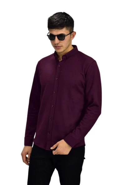 Erkek Spor Jakarlı Uzun Kol Gömlek R6530 BGL-ST03205 - Resim 10