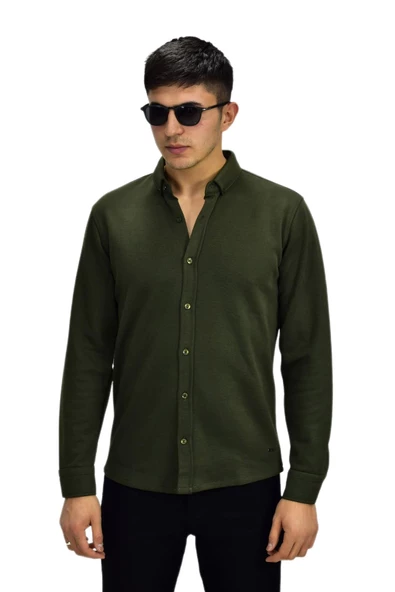 Erkek Spor Jakarlı Uzun Kol Gömlek R6530 BGL-ST03205 - Resim 7