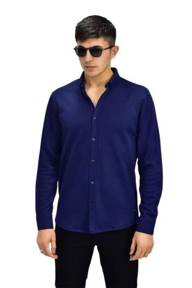 Erkek Spor Jakarlı Uzun Kol Gömlek R6530 BGL-ST03205 - Resim 3