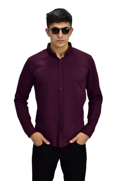 Erkek Spor Jakarlı Uzun Kol Gömlek R6530 BGL-ST03205 - Resim 4