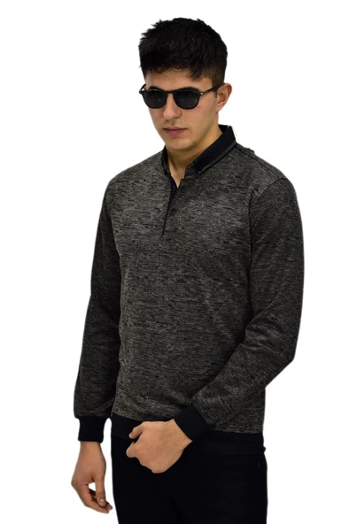 Erkek Polo Yaka Sweatshirt R2255 BGL-ST03201 - Resim 11