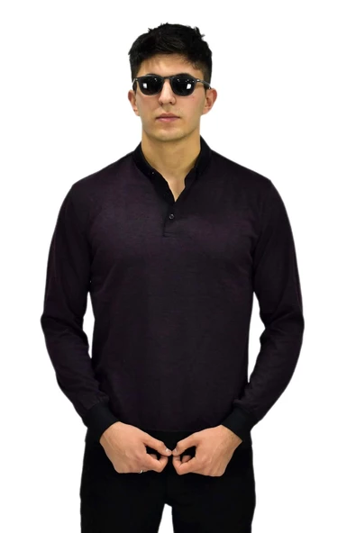 Erkek Polo Yaka Sweatshirt R2255 BGL-ST03201 - Resim 5