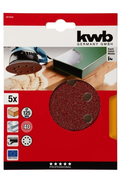 Kwb Daire Zımpara 125 mm 240 Kum 5 Adet 49491924 - 2