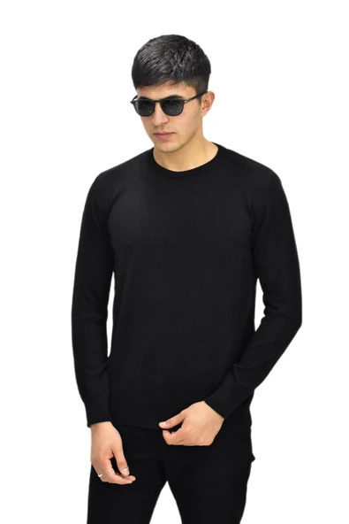 Erkek Spor Düz Sıfır Yaka Kazak R22920 BGL-ST03182 - Resim 3