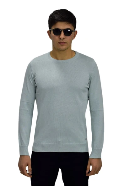 Erkek Spor Düz Sıfır Yaka Kazak R22920 BGL-ST03182 - Resim 9