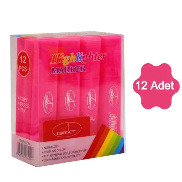Gen-Of Fosforlu Kalem Neon LN-1029 Pembe 12 Adet ürün görseli