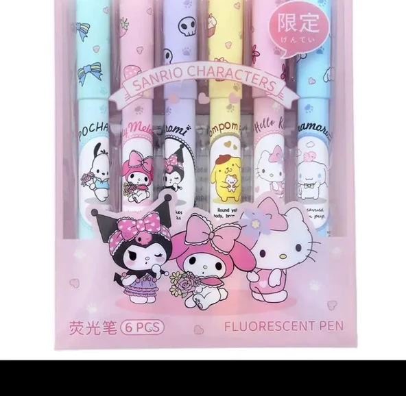 Kawai Sanrio  Karakterler Fosforlu Kalem 6 lı - 5