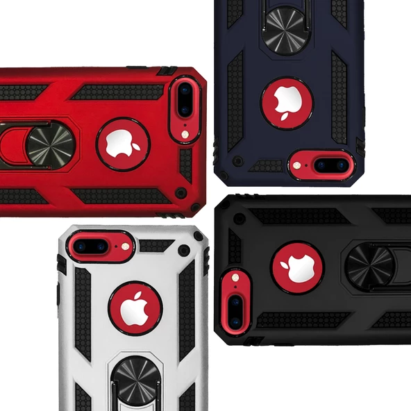 iPhone 7 Plus / 8 Plus Kılıf Panzer Ring Tam Koruma Arka Kapak