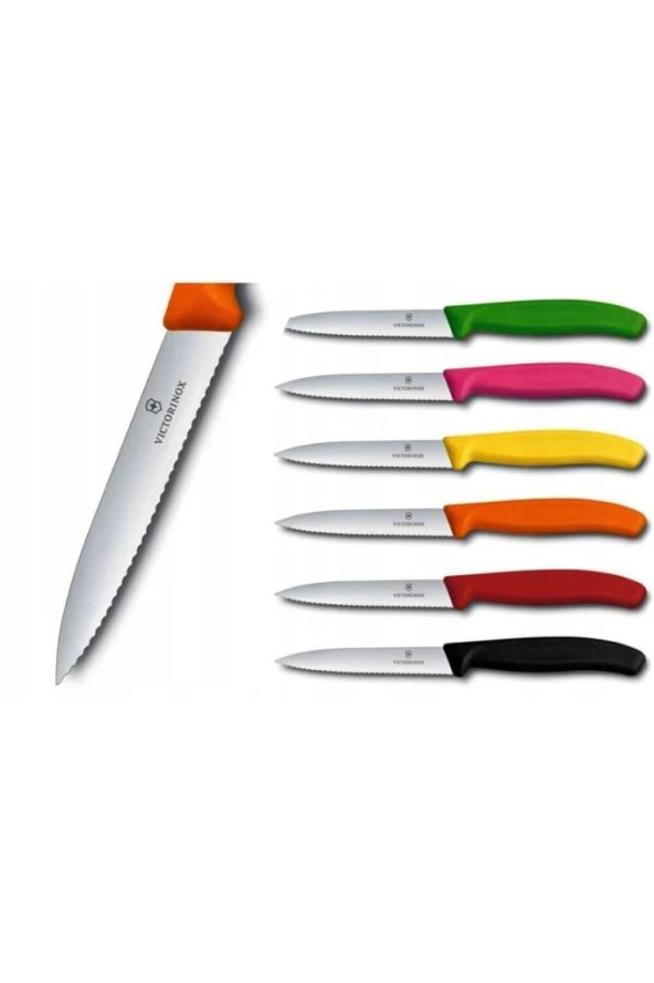 Victorinox 6.7633.5 Soyma Bıçağı 5 Adet Tırtıklı Ağız 5 Li Farklı Renk 8cm