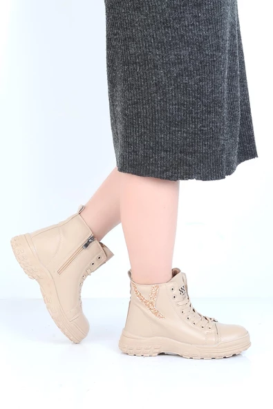 Twingo 7135 Nut Bej  Kürklü Kadın Düz Bot ürün görseli