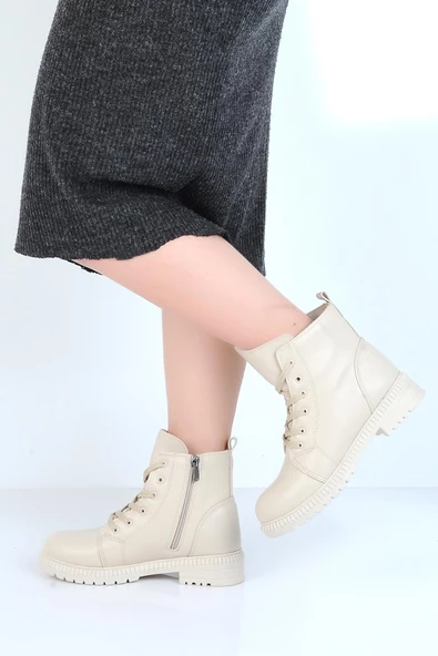 Twingo 8125 Bej Kürklü Kadın Düz Bot - Resim 2