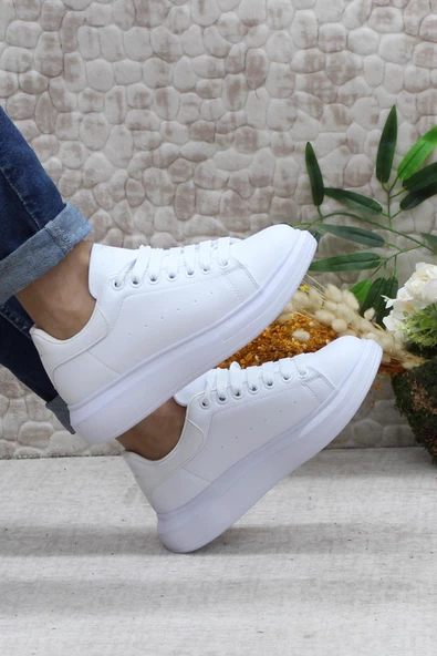 Fort B-150 Beyaz Rahat Kalın Taban Sneaker Erkek Spor Ayakkabı - 5
