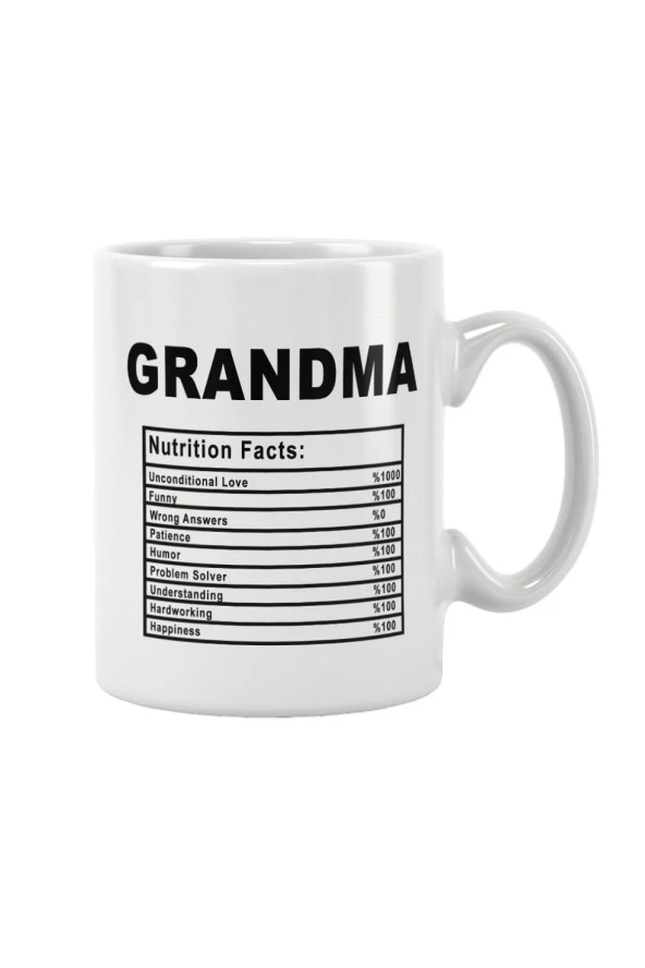 Grandma Nutrition Facts Büyükanne Anneler Günü Hediye Baskılı Kupa Bardak