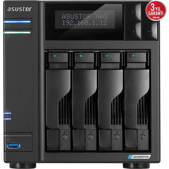 Asustor AS6704T intel N5105 4 Yuvalı 4GB DDR4 M.2 X4 PCIE X1 2.5 GBE X2 USB 3.2 X3 NAS Cihazı