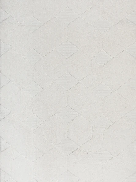 Lara Bukleli Desenli Yumuşacık Peluş Halı Salon Oturma Odası Mutfak Koridor Halısı 9400A Krem - 5