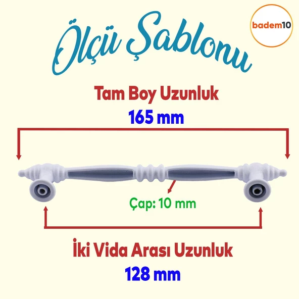 Petek Mobilya Mutfak Dolabı Ünite Çekmece Dolap Kulpları Düz Metal Kulp Kulbu Kulpu 128 Mm Beyaz - Resim 2