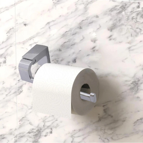 Tuvalet Kağıtlık Aparat Açık WC Kağıt Standı Bez Havluluk Paslanmaz Metal Sağlam Vidalı Krom Renk - 3