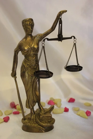 Pirinç Adalet Kadın Heykeli Themis Terazi Avukat Dekoratif Hakim Gold - 6