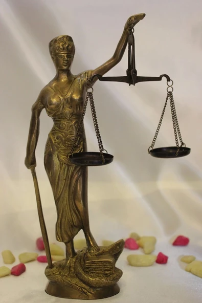 Pirinç Adalet Kadın Heykeli Themis Terazi Avukat Dekoratif Hakim Gold - 2