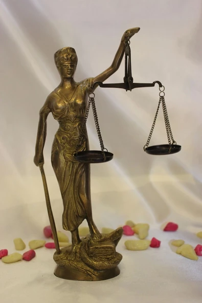 Pirinç Adalet Kadın Heykeli Themis Terazi Avukat Dekoratif Hakim Gold - 7