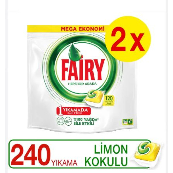 Fairy Hepsi Bir Arada Limon Kokulu Bulaşık Makinesi Deterjanı 240 Tablet