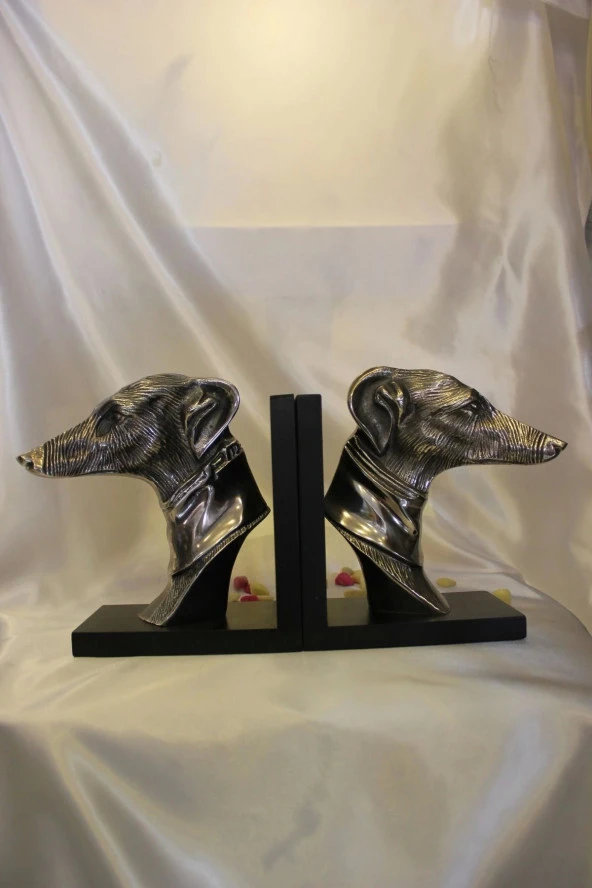 Kitap Tutucu Köpek Figürlü Metal Kitap Tutacağı Tazı Çifti - 8