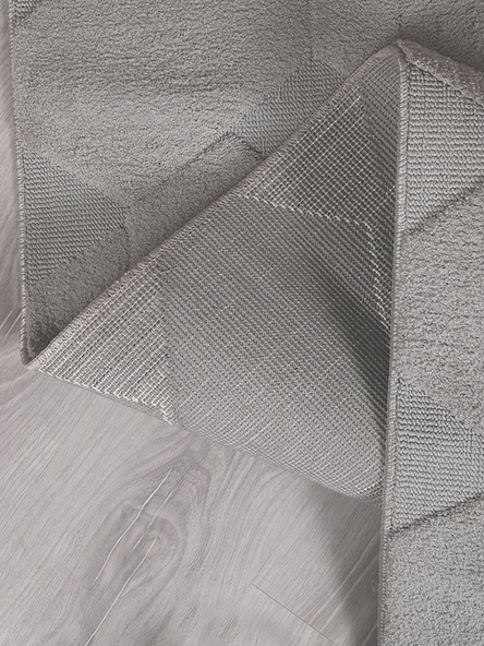 Lara Bukleli Desenli Yumuşacık Peluş Halı Salon Oturma Odası Mutfak Koridor Halısı 9400B Gri - Resim 3