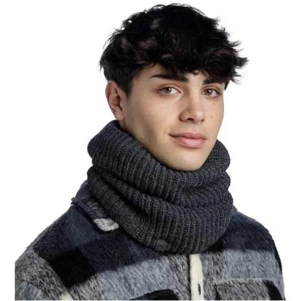 Buff Örgü Kaşkol Knitted & Fleece Neckwarmer Jarn Graphite Gri - 2