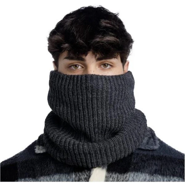 Buff Örgü Kaşkol Knitted & Fleece Neckwarmer Jarn Graphite Gri - 3