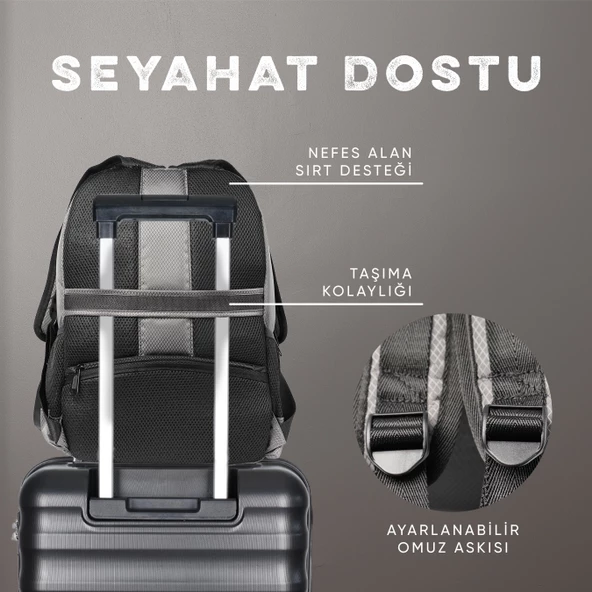 Vegmann Spectra 15,6 inç Notebook Uyumlu Mavi Laptop Sırt Çantası - Resim 4