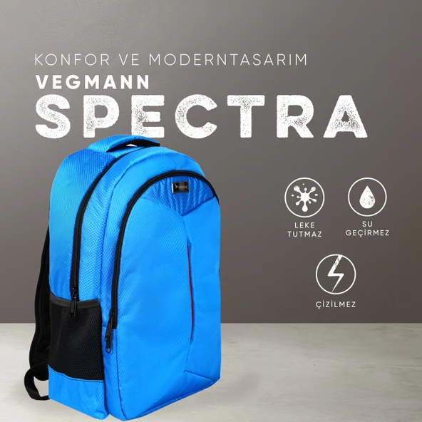 Vegmann Spectra 15,6 inç Notebook Uyumlu Mavi Laptop Sırt Çantası - Resim 2