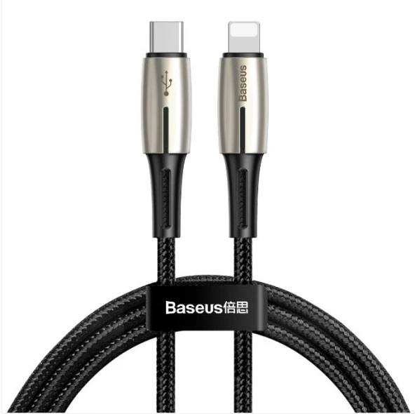Baseus Led Işıklı Super Şarj Örgü Tasarım1.3Mt 18W İPhone Şarj Kablo İphone 11 12 13 14 Pro Max Şarj