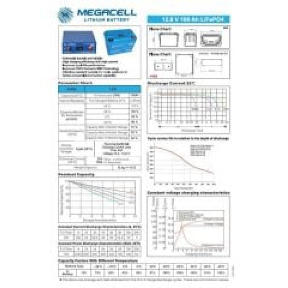 Megacell 12.8V 100Ah LiFePO4 Lityum Demir Fosfat Akü - 2