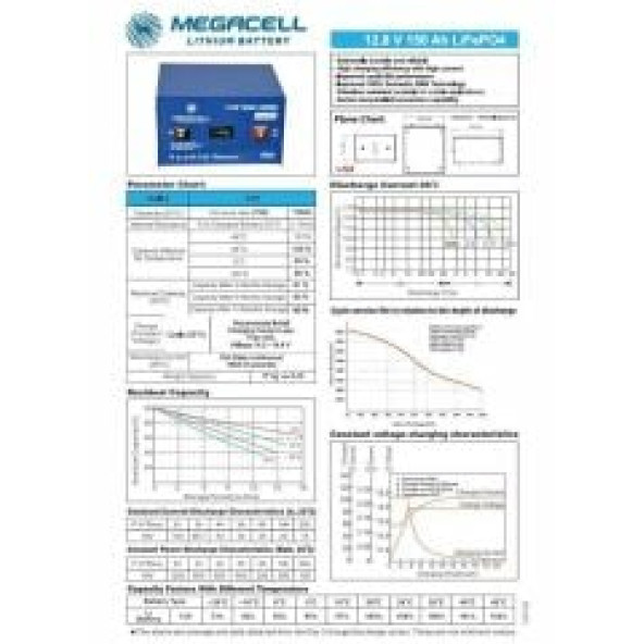 Megacell 12.8V 150Ah LiFePO4 Lityum Demir Fosfat Akü - (ABS Kasa) - 2