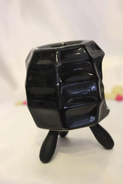 Buhardanlık Seramik Ahşap Ayaklı Buhurdanlık Siyah - Resim 2