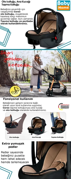 Dört Dörtlük Takım 8 In 1 Baby Home 940 Travel Sistem Bebek Arabası 370 Sallanır Ana Kucağı - 8