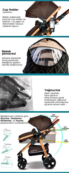 Dört Dörtlük Takım 8 In 1 Baby Home 940 Travel Sistem Bebek Arabası 370 Sallanır Ana Kucağı - 10