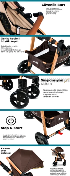 Dört Dörtlük Takım 8 In 1 Baby Home 940 Travel Sistem Bebek Arabası 370 Sallanır Ana Kucağı - 9