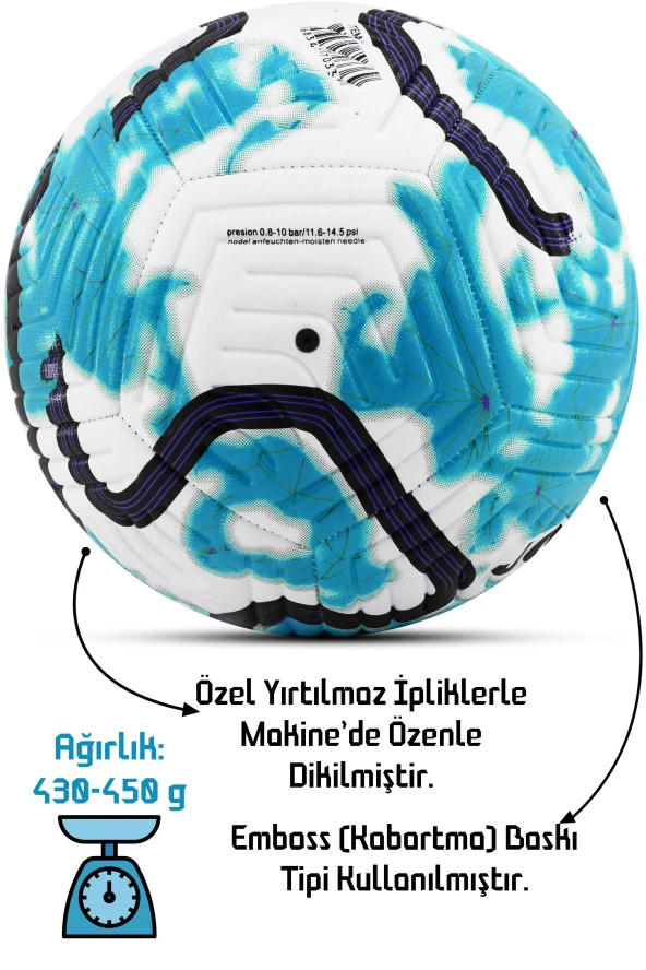Orijinal Futbol Topu COLOR Pompalı Set Sert Zemin Halı Saha Futbol Topu Hibrit No:5 - 3
