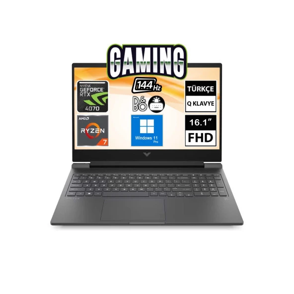 HP Victus 16-S0005NT 7Z4Q7EA10 Ryzen7 7840HS 64GB 1TBSSD RTX4070 16.1" FullHD W11P Taşınabilir Bilgisayar