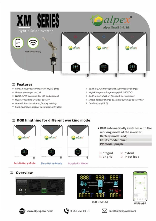 Alpex 6200 watt on grid/off grid hybrid inverter (48v) - Resim 9
