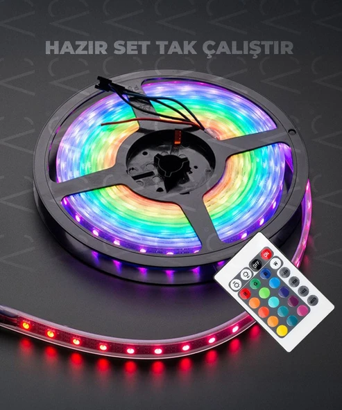 5 MT RGB Kumandalı / Animasyonlu Şerit LED (Tak Çalıştır) - Resim 2