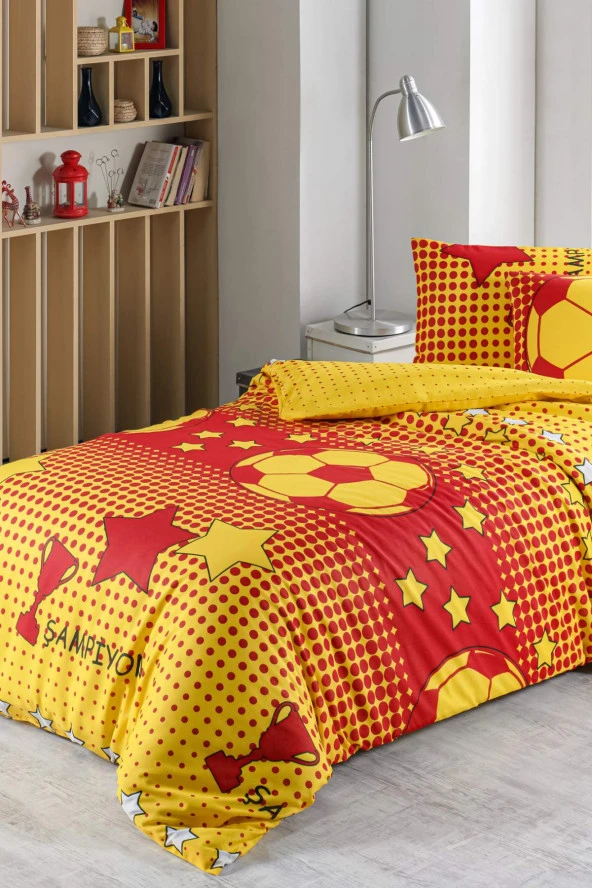 TARAFTAR TEK KİŞİLİK NEVRESİM SETİ SARI KIRMIZI - 2